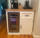 Custom Farmhouse Wine Fridge Cabinet, Compact Coffee Bar Storage