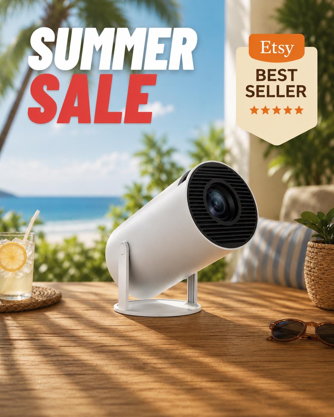Mini Movie Projector, Portable Home Theater Projector, 4K Supported HD Smart Projector