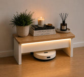 Minimalist Robot Vacuum Garage with LED Light, Wooden Docking Station Cover