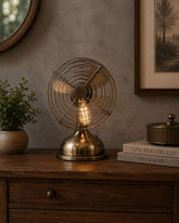 Vintage Desk Fan, Brass Metal, Small Retro Table Decor