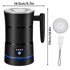 4-in-1 Electric Milk Frother, Automatic Steamer, 304 Stainless Steel Inner (Black)