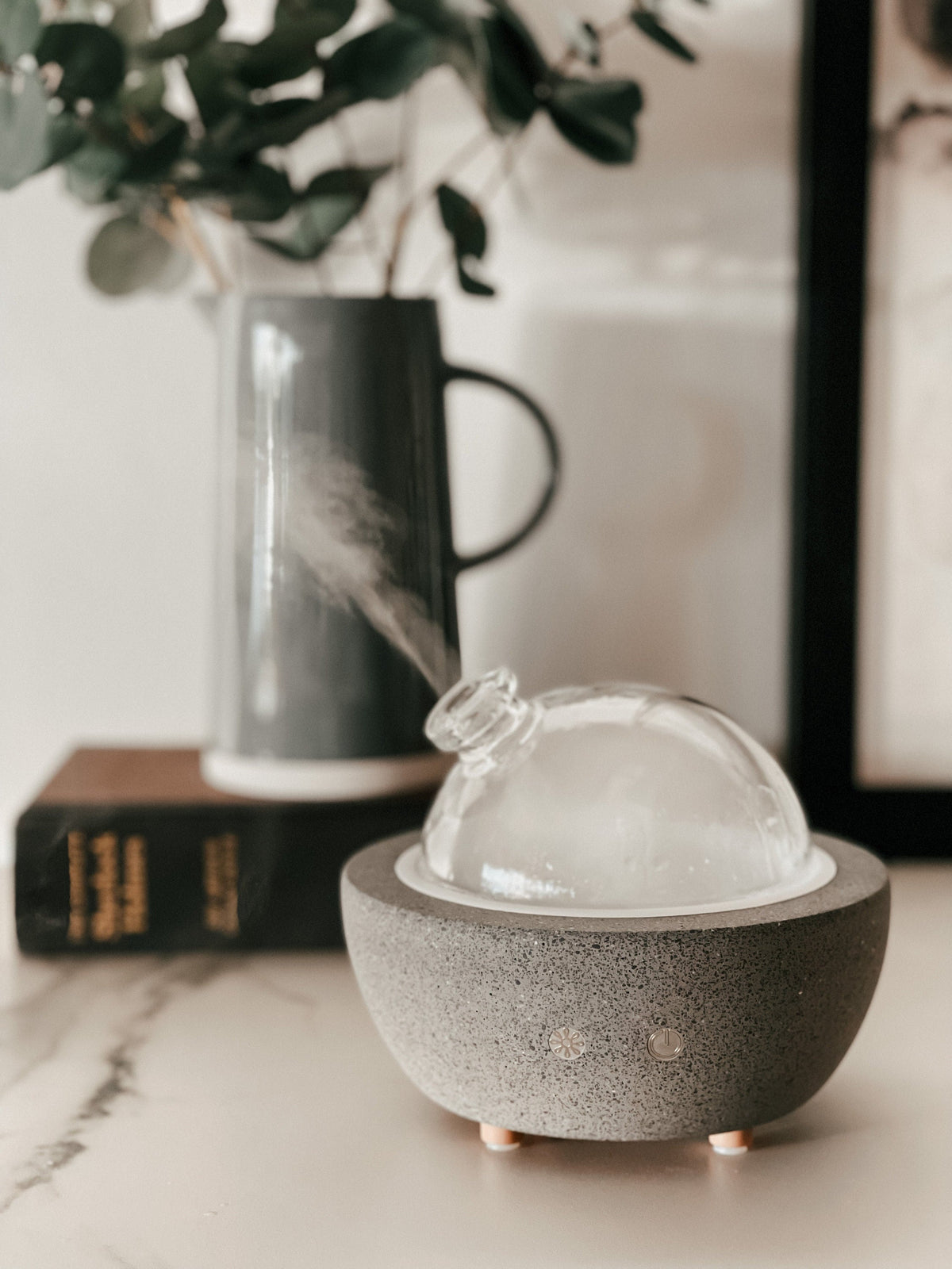 Glass Dome & Speckled Concrete Diffuser | Essential Oil Diffuser