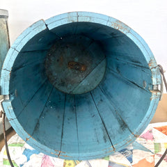 Antique 8 Quart Hand Crank Ice Cream Maker / Aqua Teal Wood Barrel / Rustic Decor / Photography Prop / Decorative Piece / Photo or Set Prop