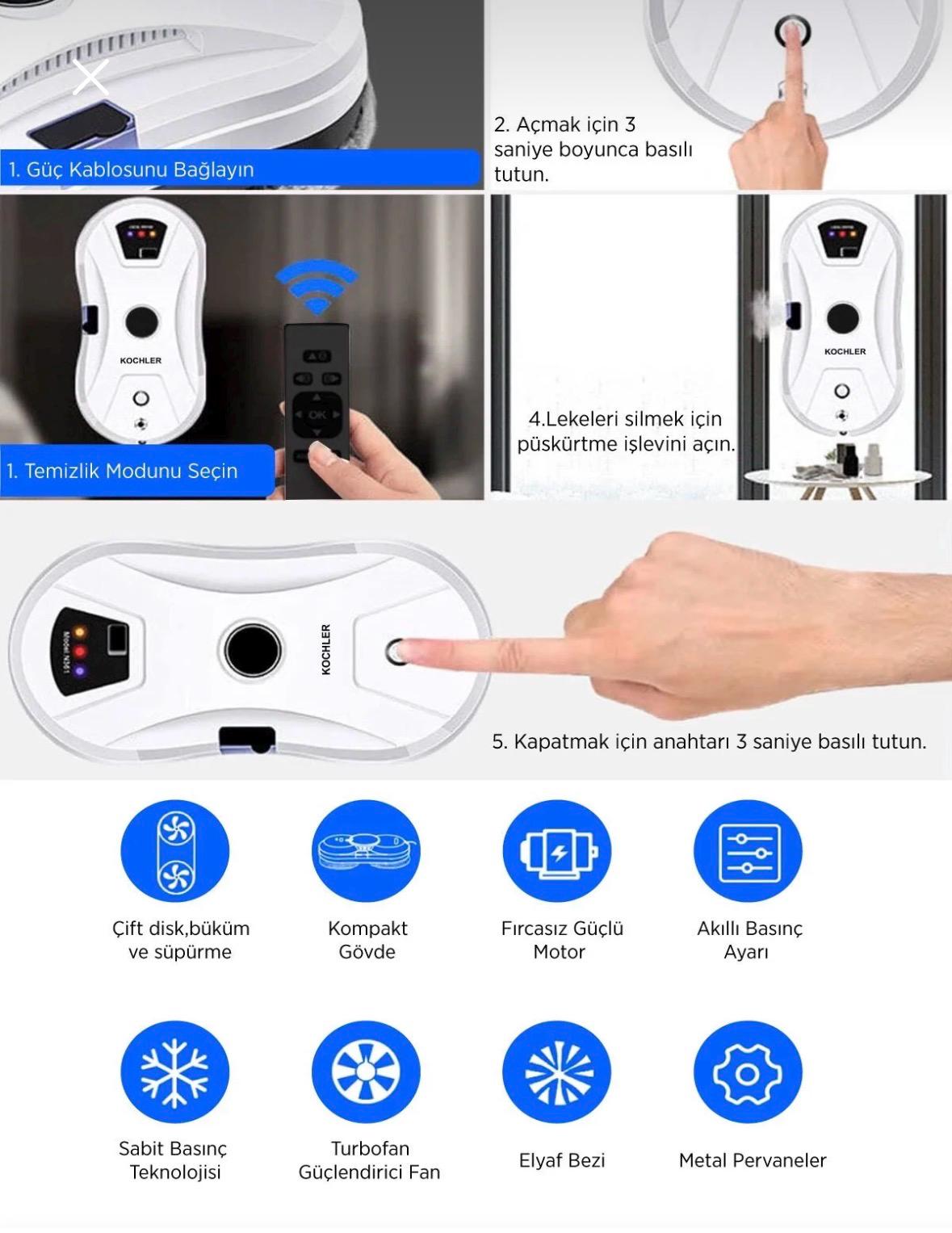 Smart Window Cleaning Robot – Automatic Vacuum, Remote Control, Multi-Surface Cleaner
