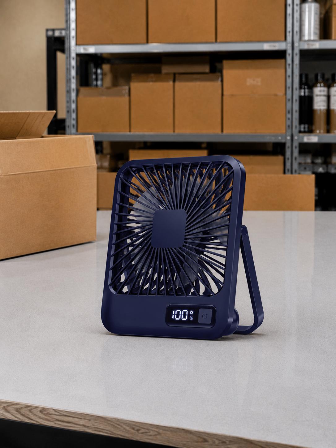 Portable USB Rechargeable Desk Fan – 180 Adjustable Mini Table Fan with 5 Speeds & Power Display