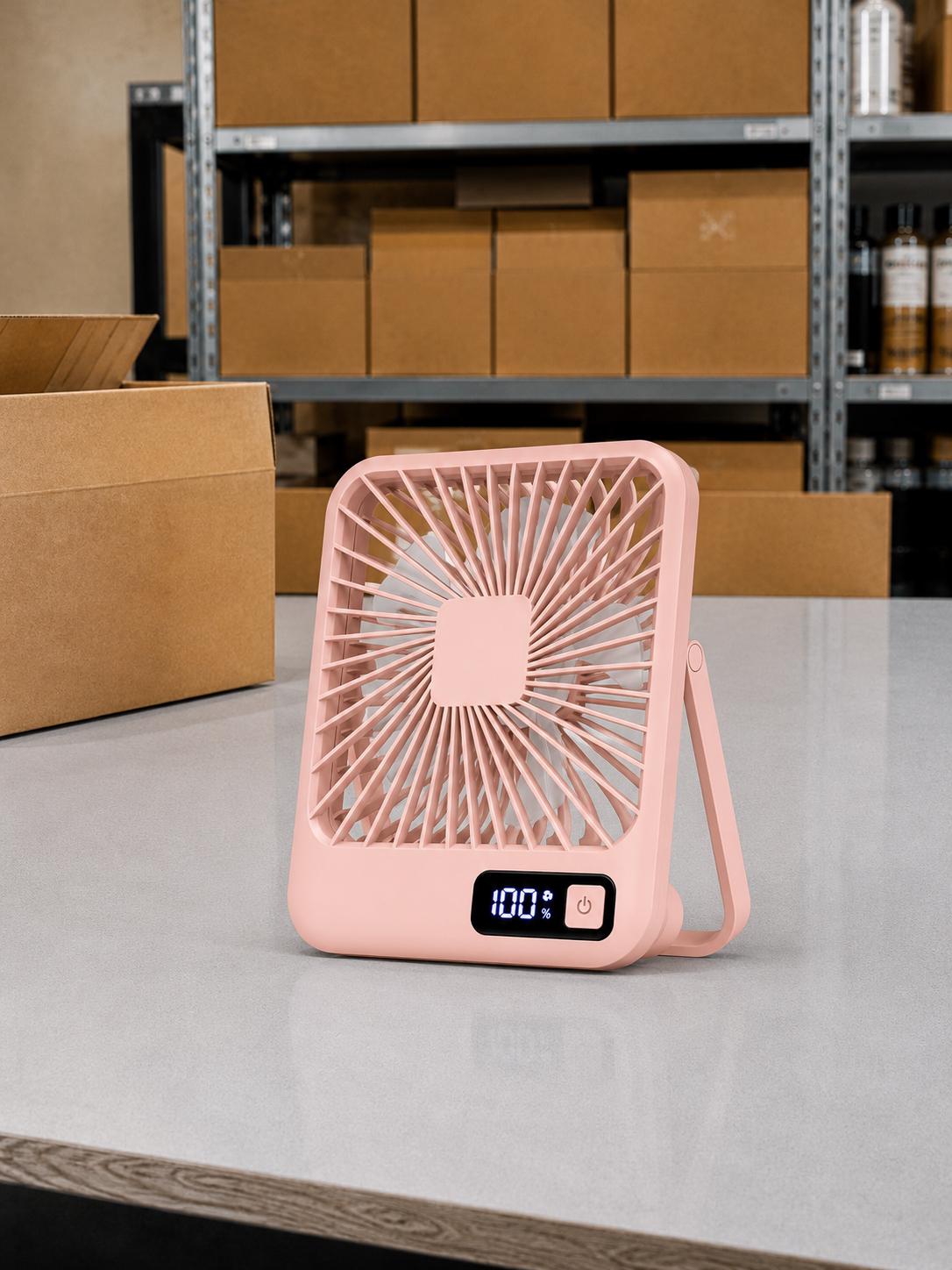 Portable USB Rechargeable Desk Fan – 180 Adjustable Mini Table Fan with 5 Speeds & Power Display