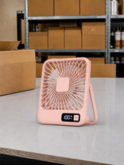 Portable USB Rechargeable Desk Fan – 180 Adjustable Mini Table Fan with 5 Speeds & Power Display