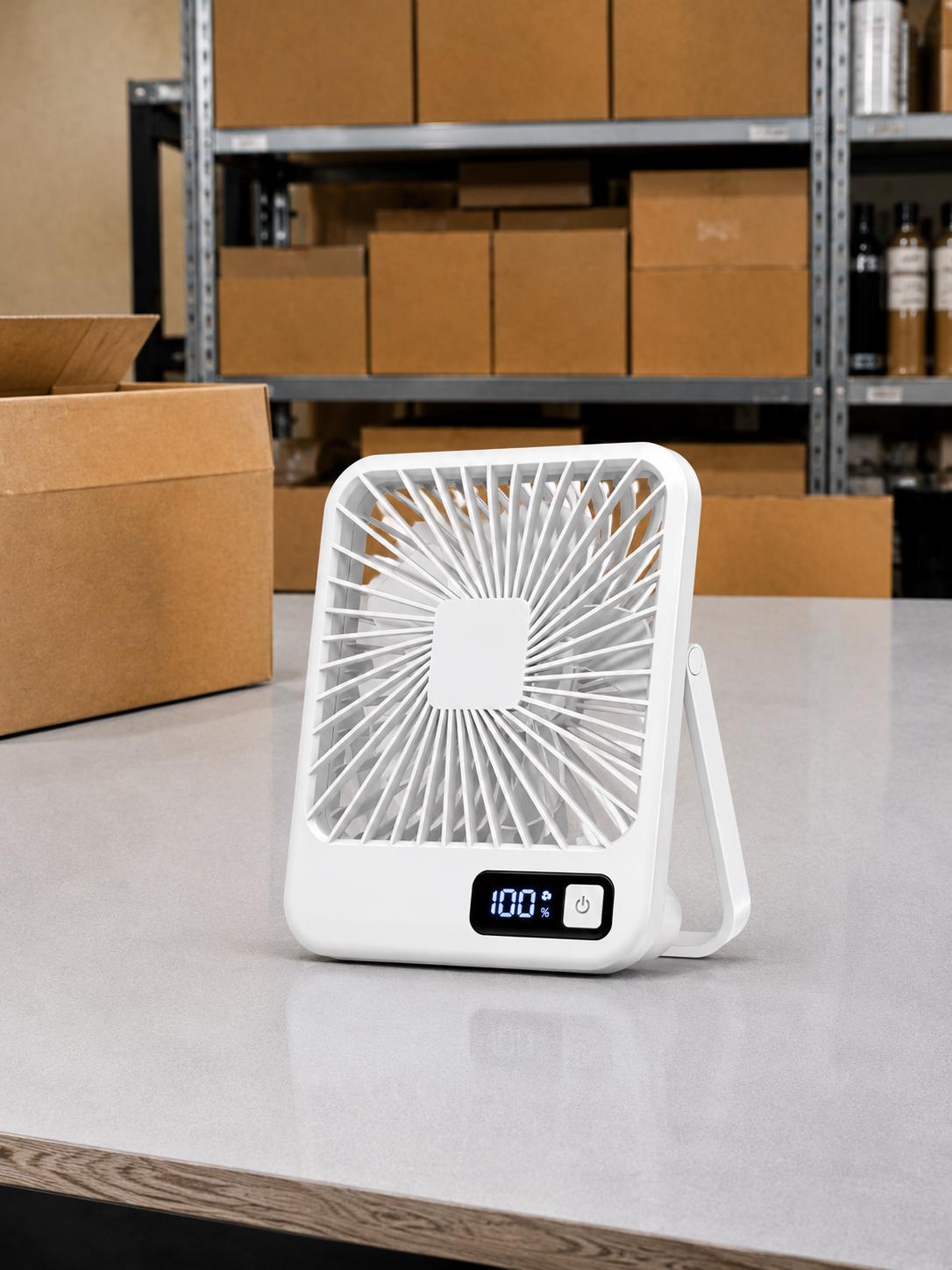 Portable USB Rechargeable Desk Fan – 180 Adjustable Mini Table Fan with 5 Speeds & Power Display