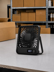 Portable USB Rechargeable Desk Fan – 180 Adjustable Mini Table Fan with 5 Speeds & Power Display