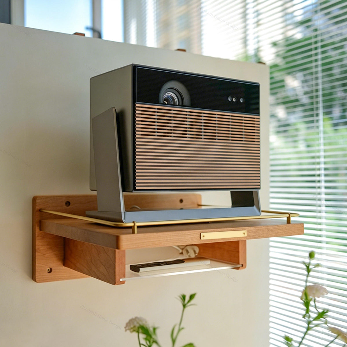 Floating Projector Tray, Solid Wood Projector Shelf, Walnut Projector Tray, Projector Rack, Projector Holder