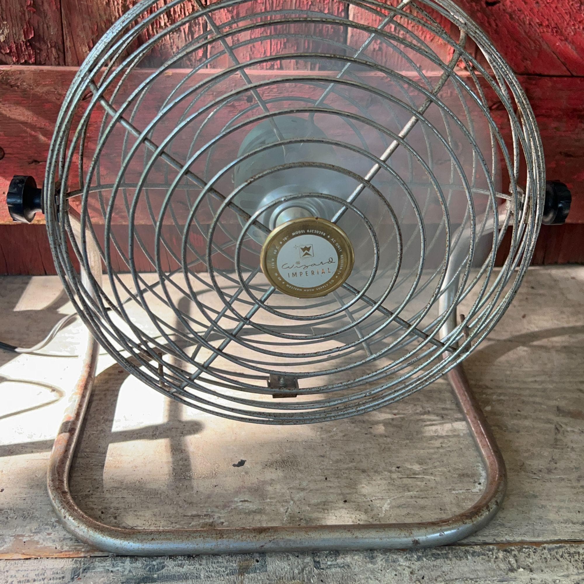 Vintage Wizard Imperial 10" Metal Oscillating Fan Model GJC30208 Fully Functional Mid-Century Design