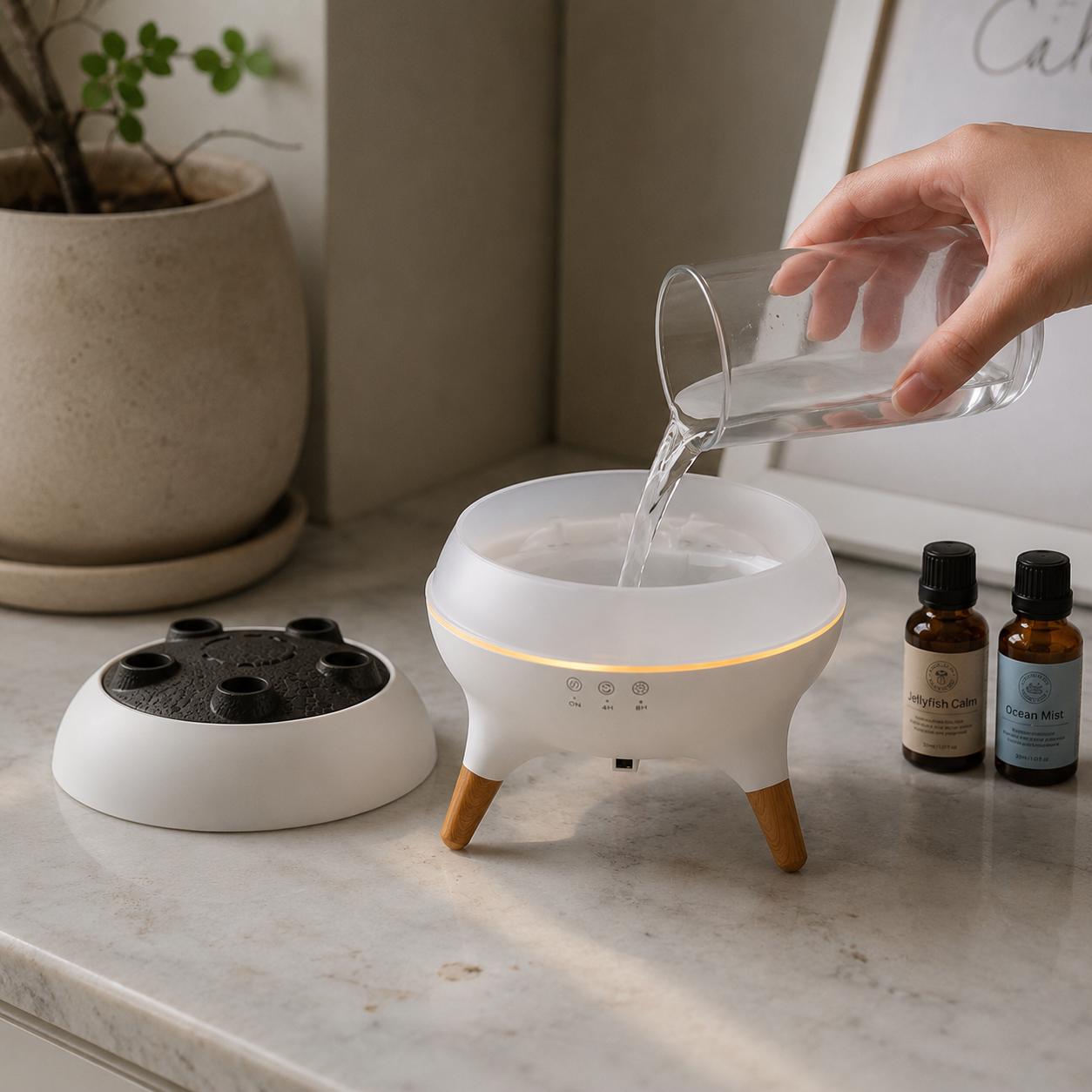 Jellyfish Aroma Diffuser, Ultrasonic Mist Humidifier, Sound Pickup Night Light, Remote Control Ambient Decor