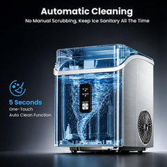 Nugget Ice Maker Countertop, Chewable Pellet Ice Machine, Self-Cleaning
