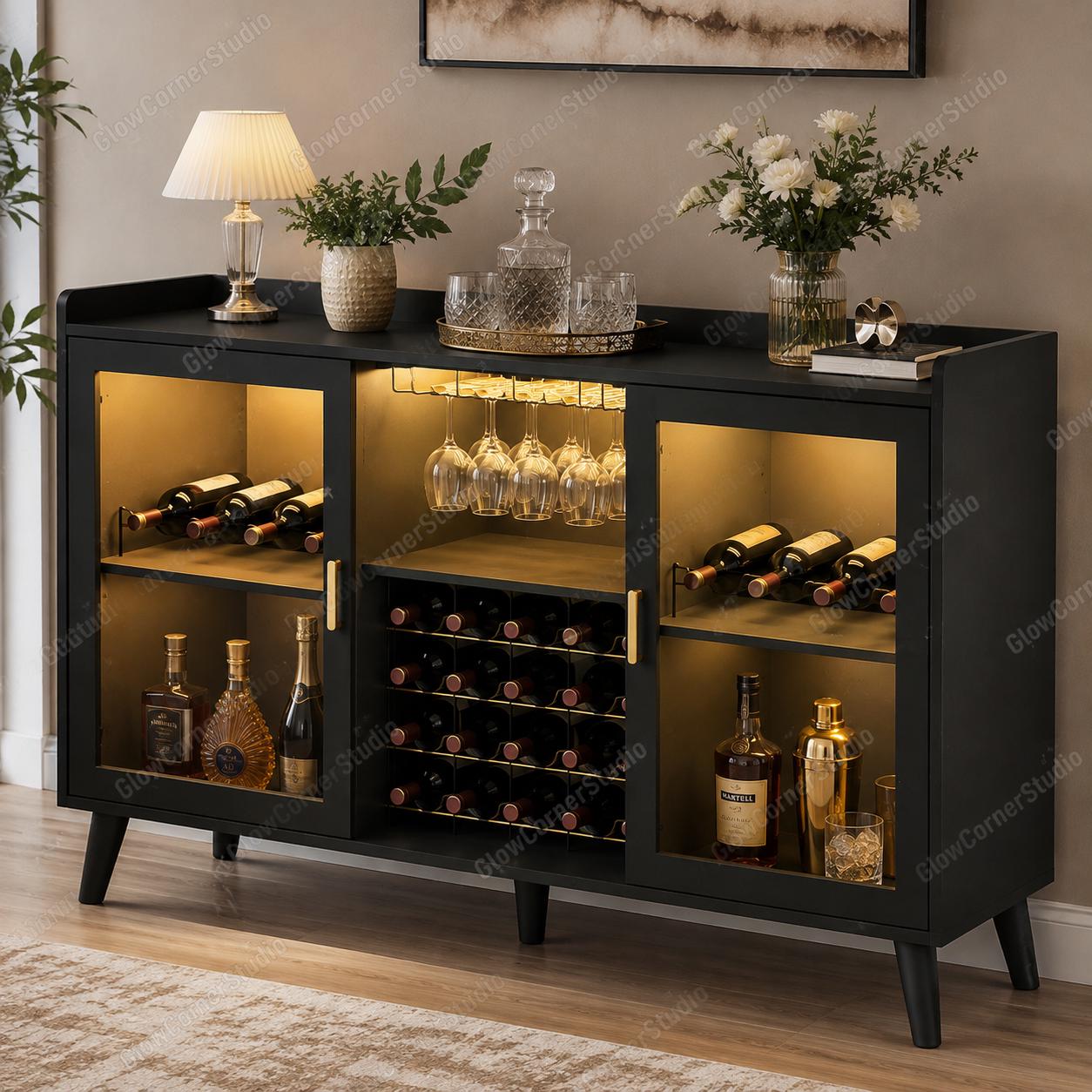 Wine Bar Cabinet With LED Lights, Bar Storage Cabinet, Home Bar Cabinet, Display Cabinet, Wine Rack, Wine Storage Cabinet