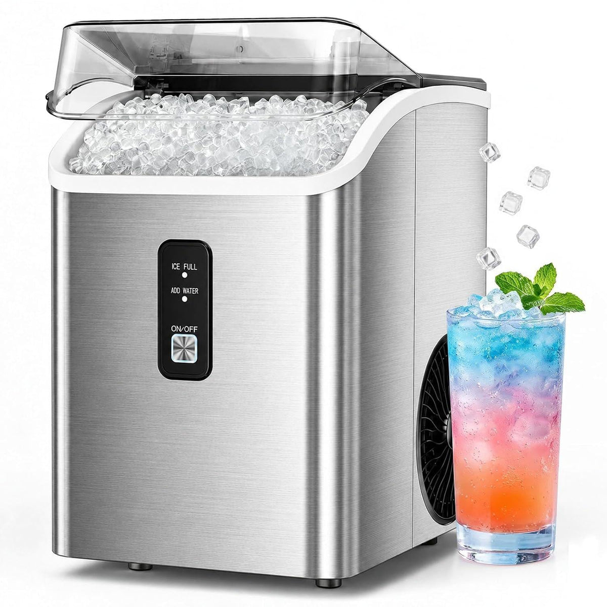 Nugget Ice Maker Countertop, Chewable Pellet Ice Machine, Self-Cleaning