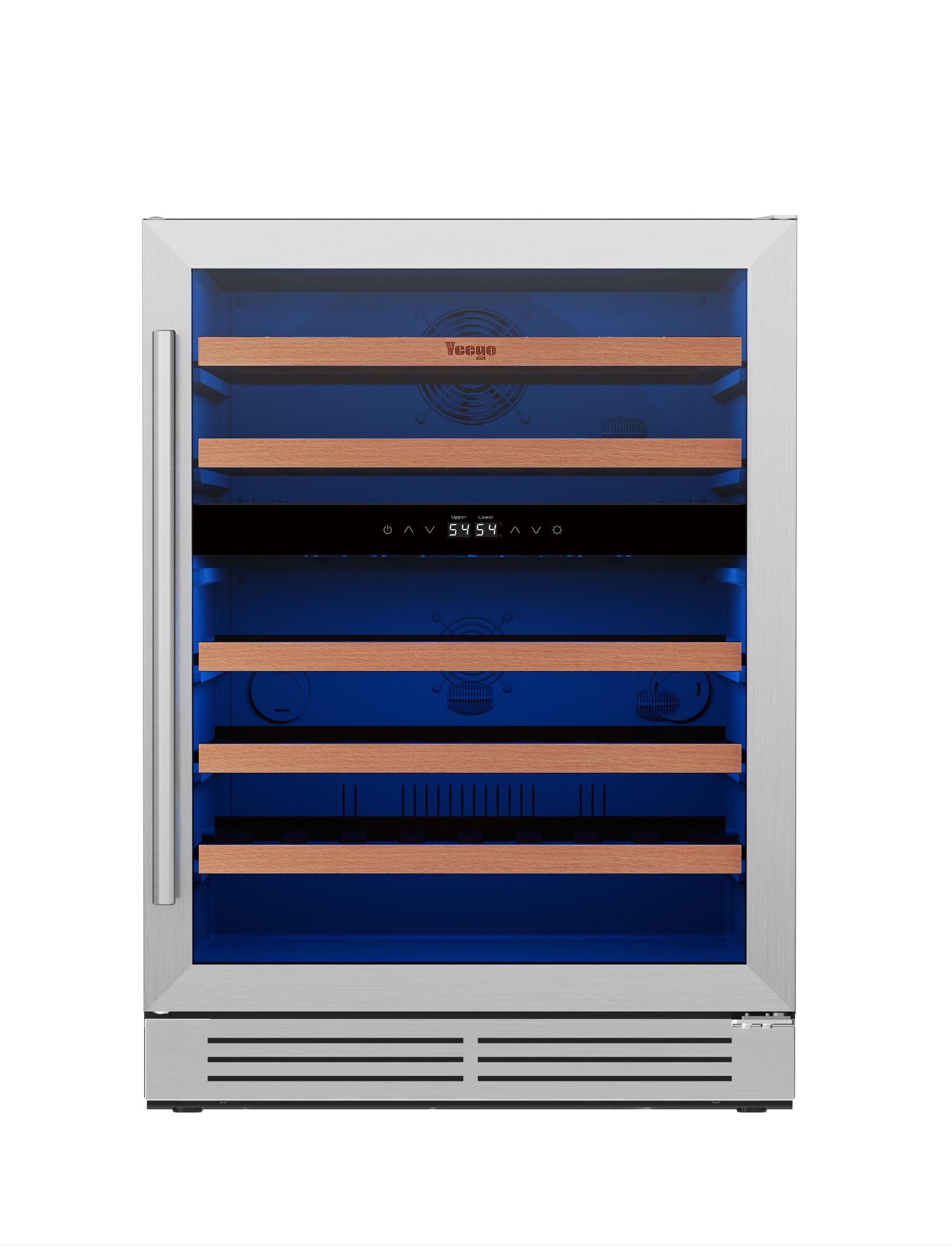Dual Zone Wine Cooler 52 Bottle, Stainless Steel Door, Touch Control, 145L Home Bar Wine Refrigerator